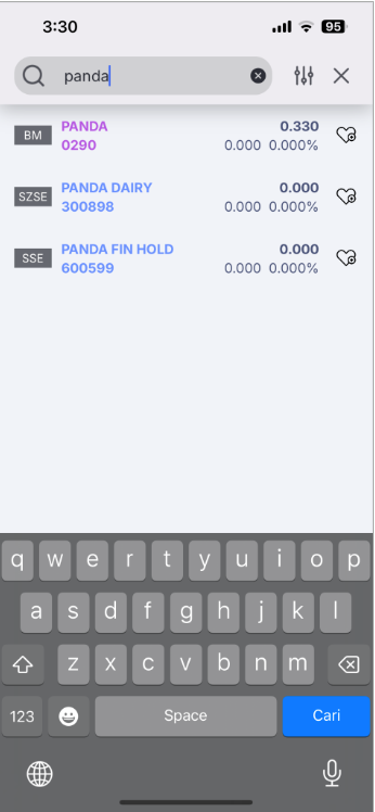 Search for the share you want