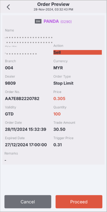 Press Send, then check the Order Preview
