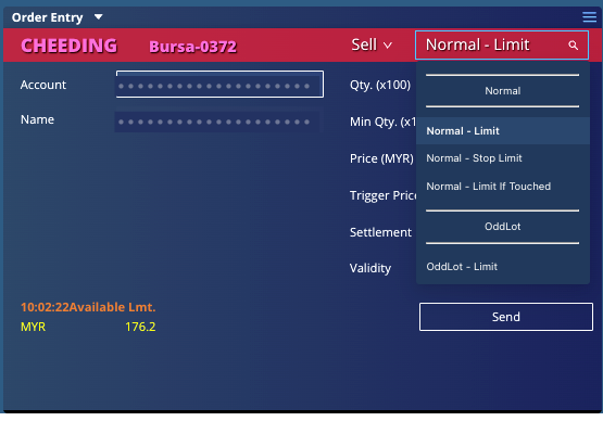 Change the order type to Normal – Stop Limit