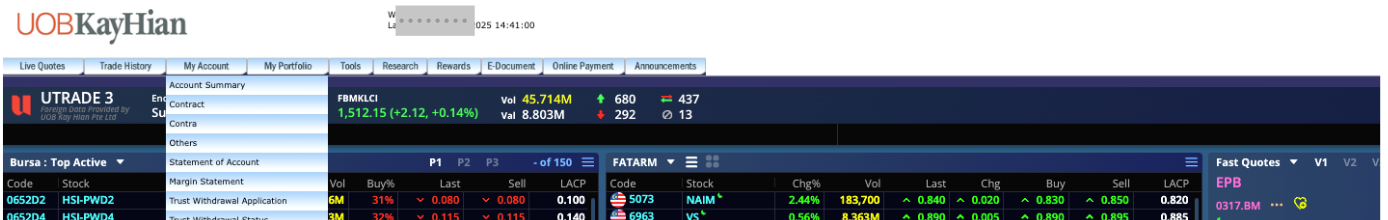Open My Account, then Trust Withdrawal Application