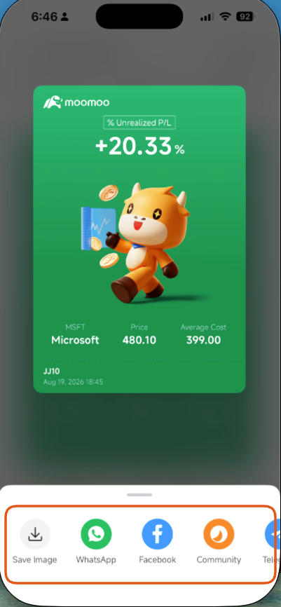 Save or share the card